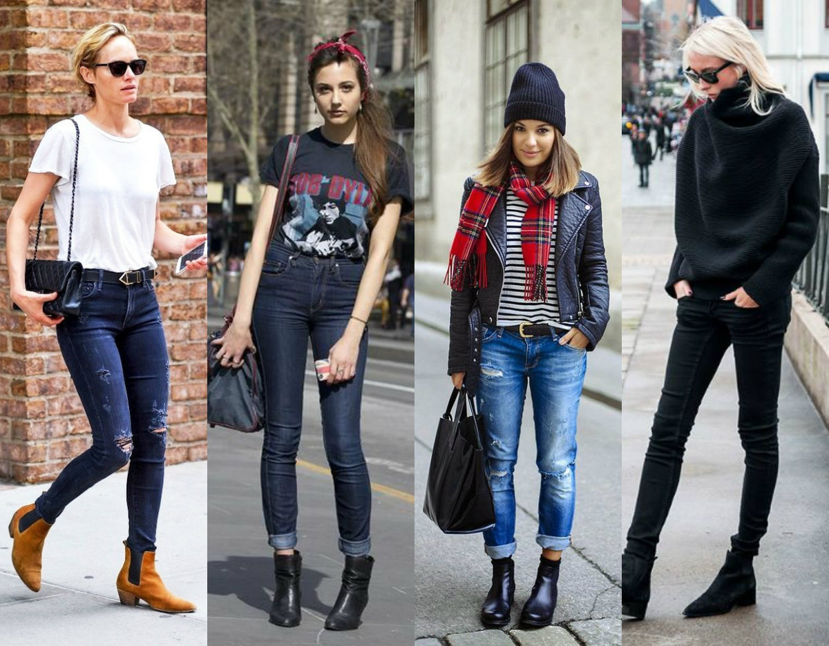 Ботинки челси женские с джинсами - 92 фото